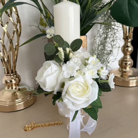aranjamente florale - Lumanare nunta botez flori artificiale