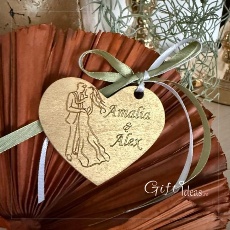 Cadouri NUNTA - Marturie nunta personalizata Mire si Mireasa, cu magnet sau breloc