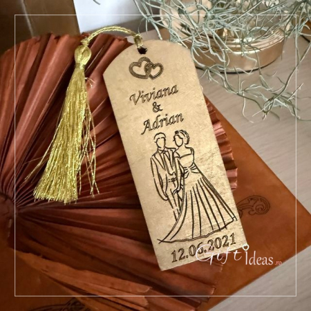 pentru EL - Marturie personalizata nunta, cadou invitati, semn de carte Mire Mireasa