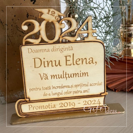 Cadouri ABSOLVIRE - Plachetă personalizată absolvire AN | Cadou pentru profesor din partea clasei