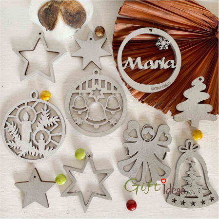 aranjamente Craciun - Set 9 decoratiuni Craciun cu glob personalizat, silver