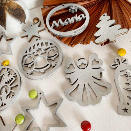 Set 9 decoratiuni Craciun cu glob personalizat, silver [1]
