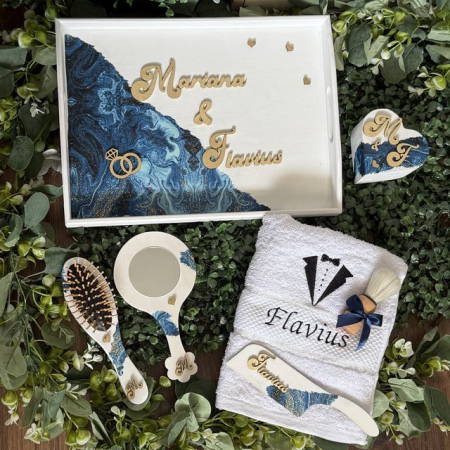 Cadouri NUNTA - Set mixt personalizat nunta, gatit Mire Mireasa, Galazio