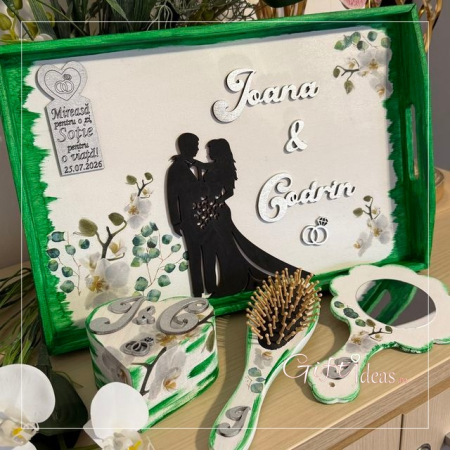 pentru EA - Set gatitul miresei verde smarald, orhidee