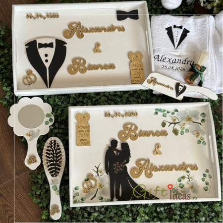 pentru EL - Set nunta personalizat, Mire si Mireasa, Orhidee delicata