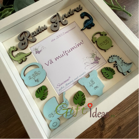 Shadow box personalizat, Dinozauri veseli [2]