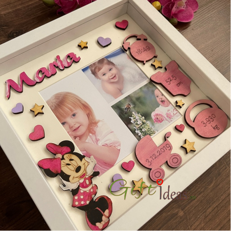 shadowbox, rama foto personalizata, date nastere, minnie [4]