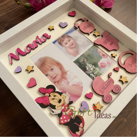 shadowbox, rama foto personalizata, date nastere, minnie [1]