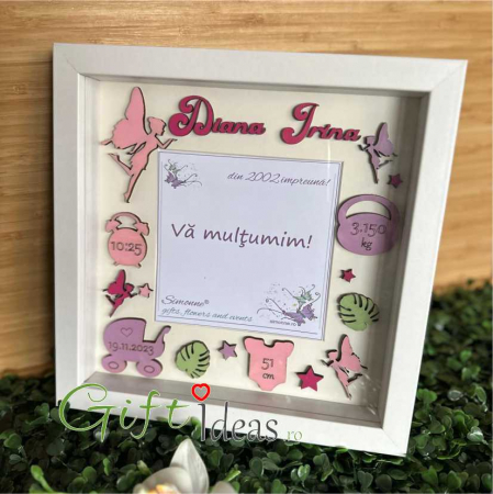 Cadouri BOTEZ - Shadow box personalizat „Zâne Bune” – Prima fotografie și primele detalii ale vieții
