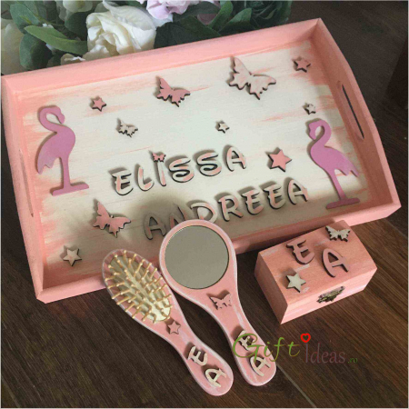 Set mot turta, tavita, oglinda, perie, cutiuta, Fluturasi [1]