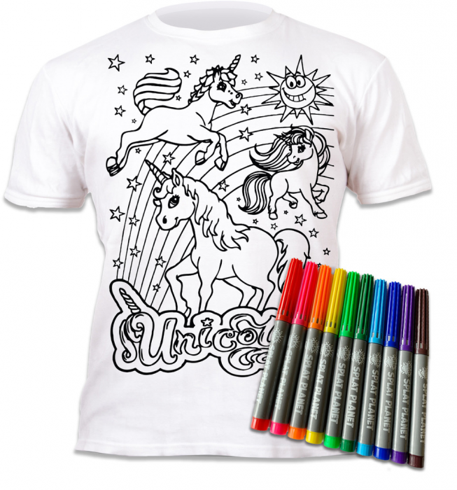 Tricou de colorat cu markere lavabile Unicorni [3]