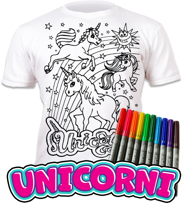 Tricou de colorat cu markere lavabile Unicorni [2]