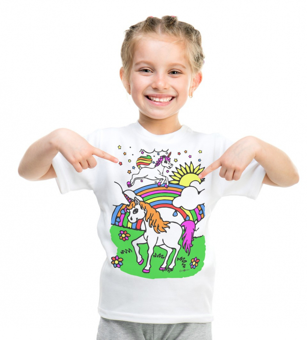 Tricou de colorat cu markere lavabile Unicorni [1]