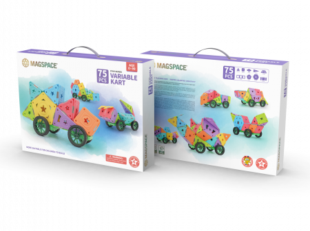 Seturi de constructii magnetice - Set magnetic 75 pcs Magspace - Variable Kart