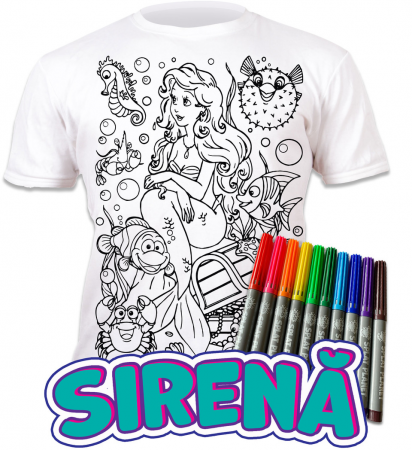Tricou de colorat cu markere lavabile Sirena [0]