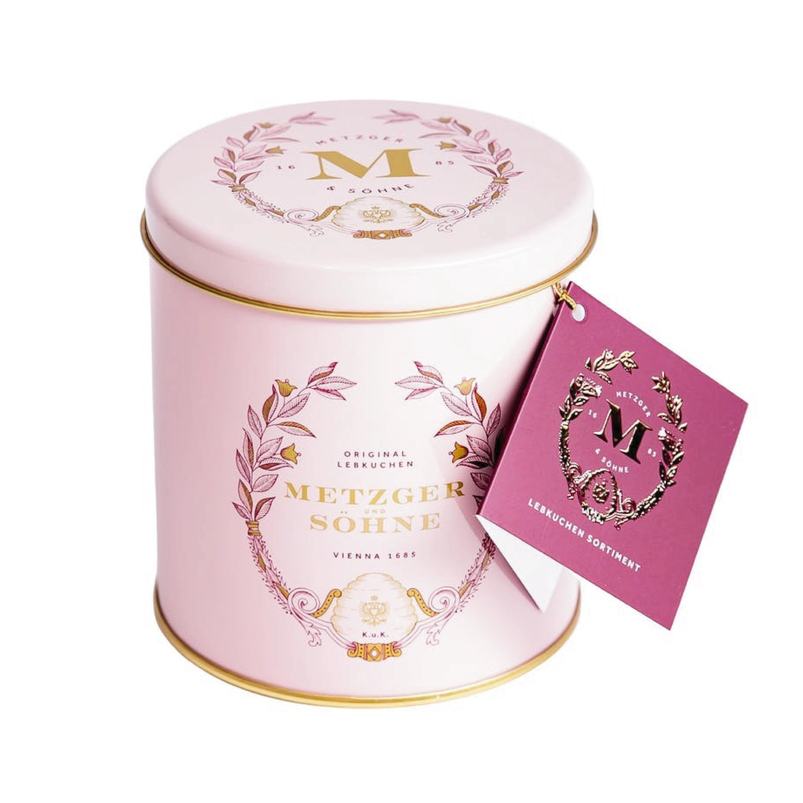 Piccola Lebkuchen - Selectie de praline și turtă dulce în cutie metalica roz, Metzger und Sohne, 250 g [2]