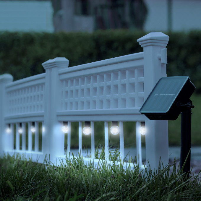 Set 4 bucati Gard solar cu LED, lumina alb rece, 58 cm/ element, 228 cm lungime totala [1]
