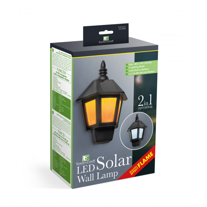 Aplică solară 2 în 1 cu efect de flacără, LED alb rece - 28 x 19,5 x 9,6 cm [5]