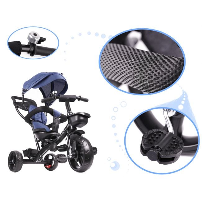 Tricicleta pentru copii Premium TRIKE FIX LITE, multifunctionala, scaun rotativ 360 grade - ALBASTRU [4]