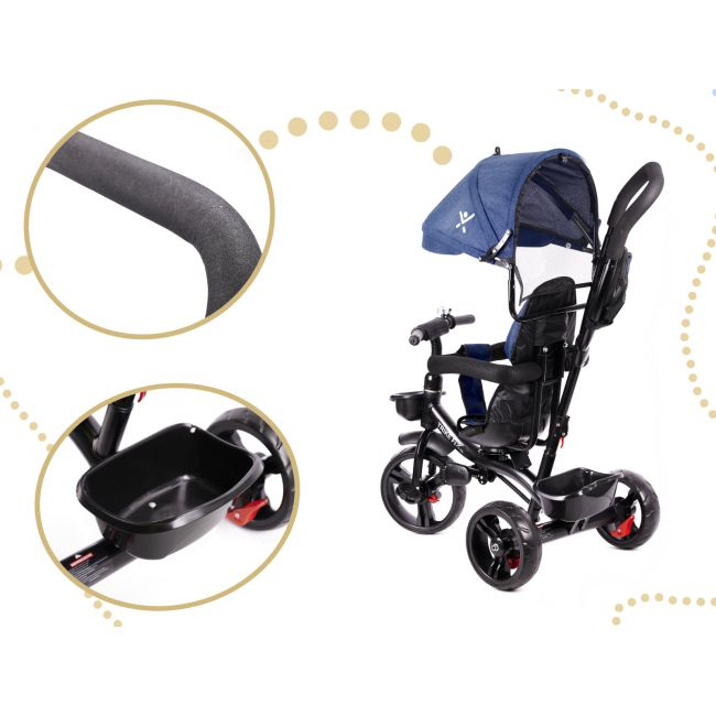 Tricicleta pentru copii Premium TRIKE FIX LITE, multifunctionala, scaun rotativ 360 grade - ALBASTRU [5]