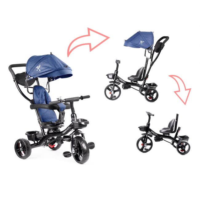 Tricicleta pentru copii Premium TRIKE FIX LITE, multifunctionala, scaun rotativ 360 grade - ALBASTRU [3]