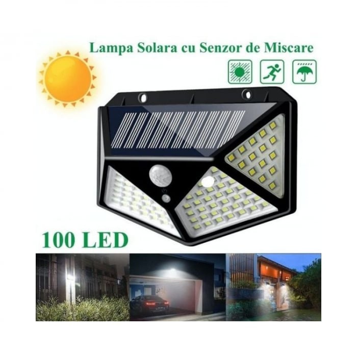Lampa Solara Cu 100 Leduri + Senzor De Miscare [1]