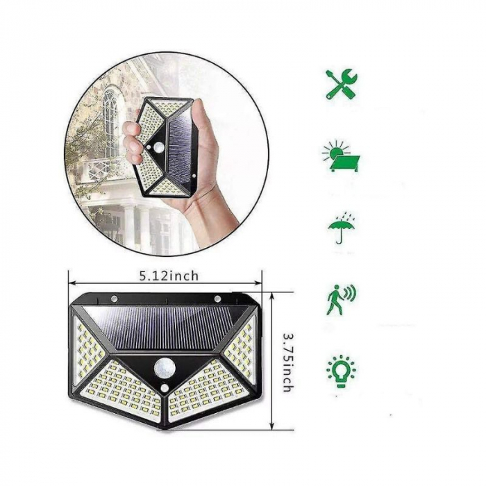 Lampa Solara Cu 100 Leduri + Senzor De Miscare [3]
