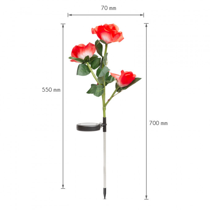 Lampă solară, model trandafir,  LED RGB, roșu și alb, 2 bucati / pachet, 70 cm [3]