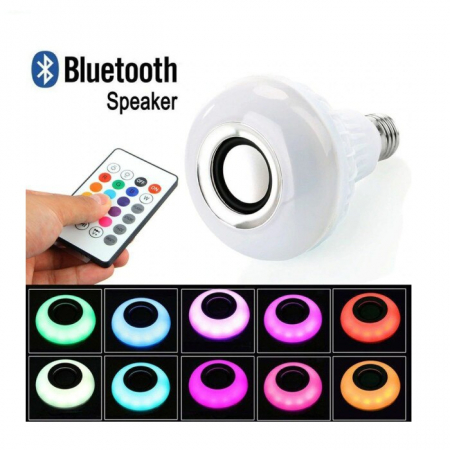 Bec LED inteligent, Bluetooth+Boxa, E27, 12W, telecomanda inclusa [0]
