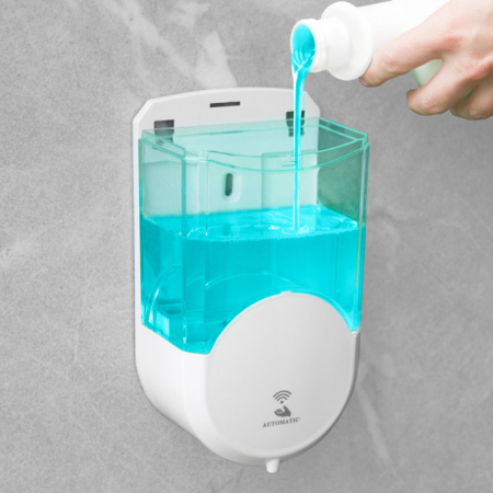 Dozator automat de săpun lichid sau dezinfectant Vog und Arths, capacitate 600 ml, fixare pe perete, alb [3]