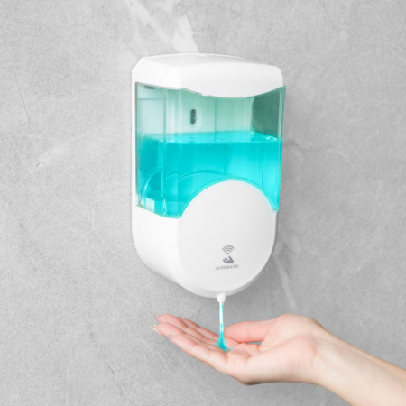 Dozator automat de săpun lichid sau dezinfectant Vog und Arths, capacitate 600 ml, fixare pe perete, alb [0]