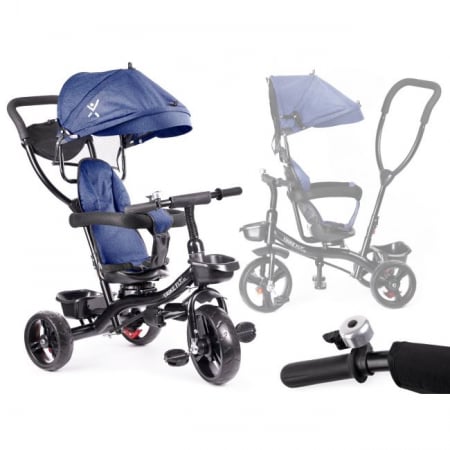 Tricicleta pentru copii Premium TRIKE FIX LITE, multifunctionala, scaun rotativ 360 grade - ALBASTRU [0]
