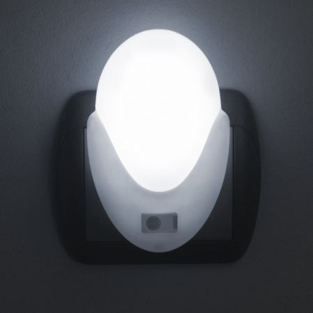 Lampa de veghe LED cu senzor de lumina, alimentare la priza, putere 1 W, alb - rece [0]