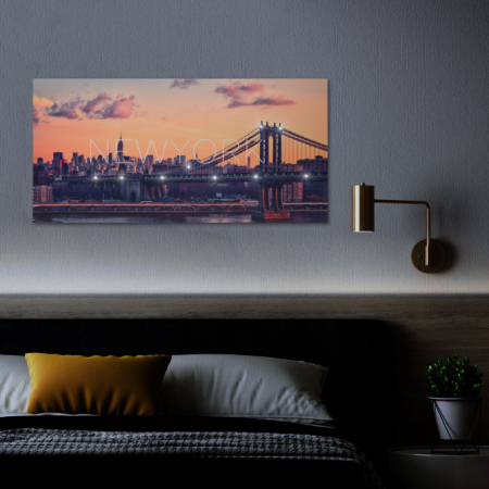 Tablou decorativ cu iluminare LED - „New York” -  78 x 38 cm, 10 leduri [1]