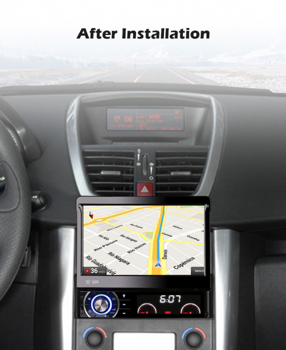 Navigatie auto / Multimedia player auto 1DIN, ecran retractabil, Android 12, Quad-Core. [10]