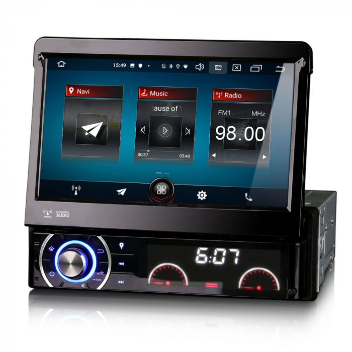Navigatie auto / Multimedia player auto 1DIN, ecran retractabil, Android 10.0, Quad-Core. [5]