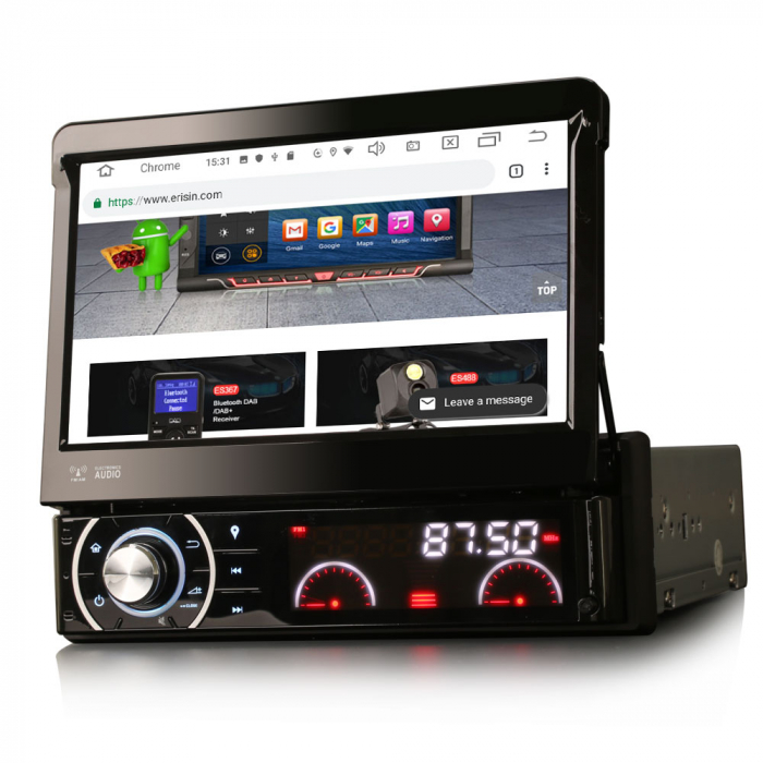 Navigatie auto / Multimedia player auto 1DIN, ecran retractabil, Android 12, Quad-Core. [3]