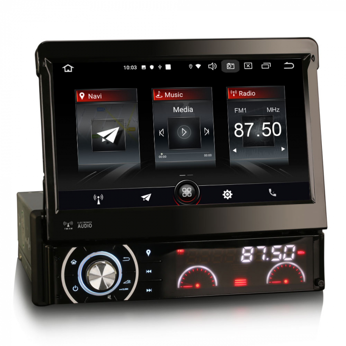 Navigatie auto / Multimedia player auto 1DIN, ecran retractabil, Android 10.0, Quad-Core. [4]