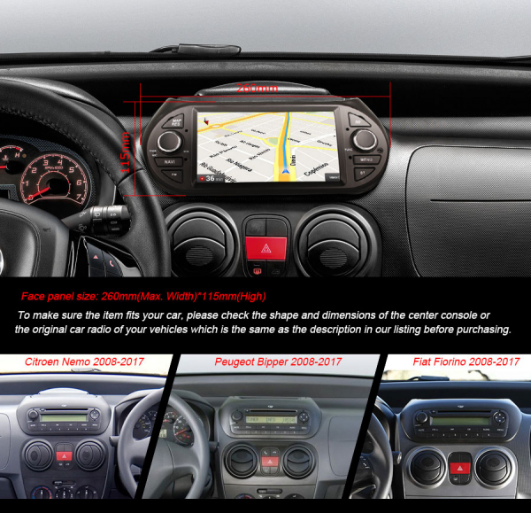 Navigatie auto, Pachet dedicat  Citroen Nemo Peugeot Bipper Fiat Fiorino ,7 inch, Android 9.0, GPS, WIFI, DAB+, 2GB RAM, 16GB memorie interna [7]