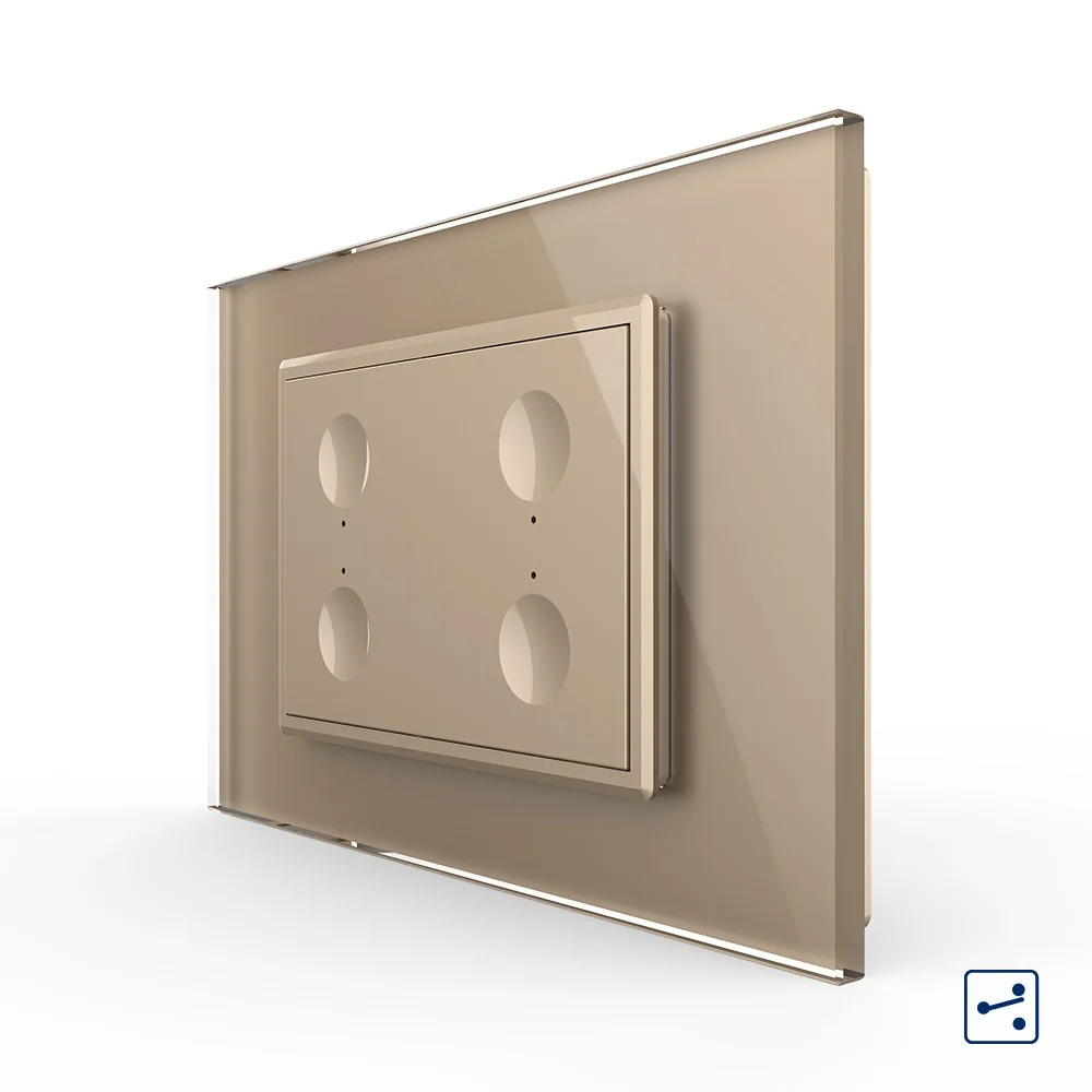Intrerupator cvadruplu cap scara / cap cruce cu touch Livolo cu rama din sticla, standard Italian 3m– Serie noua [2]