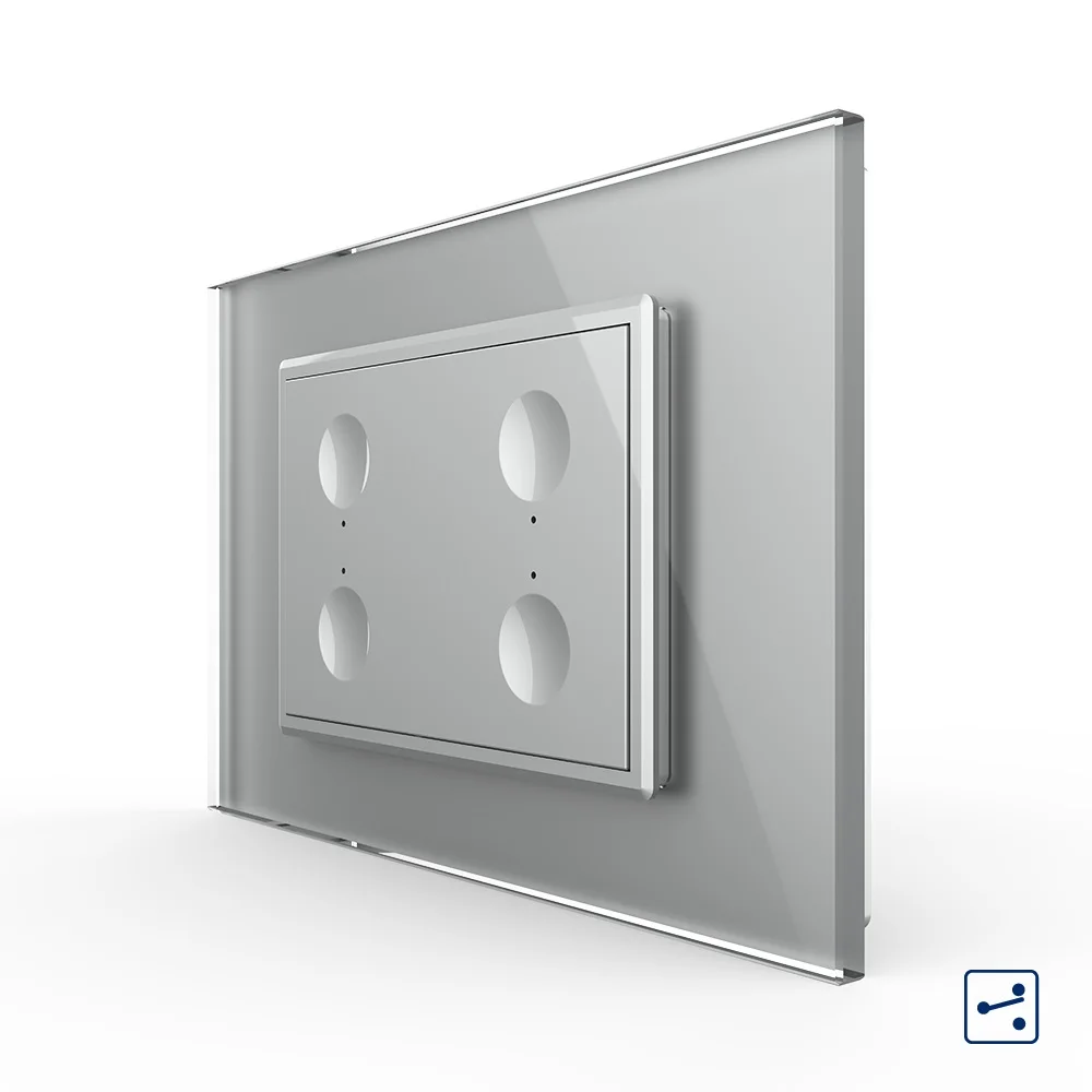 Intrerupator cvadruplu cap scara / cap cruce cu touch Livolo cu rama din sticla, standard Italian 3m– Serie noua [3]