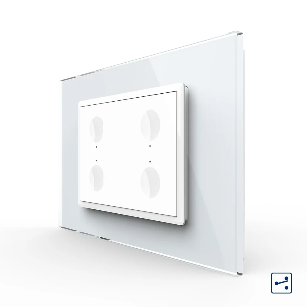 Intrerupator cvadruplu cap scara / cap cruce cu touch Livolo cu rama din sticla, standard Italian 3m– Serie noua [4]