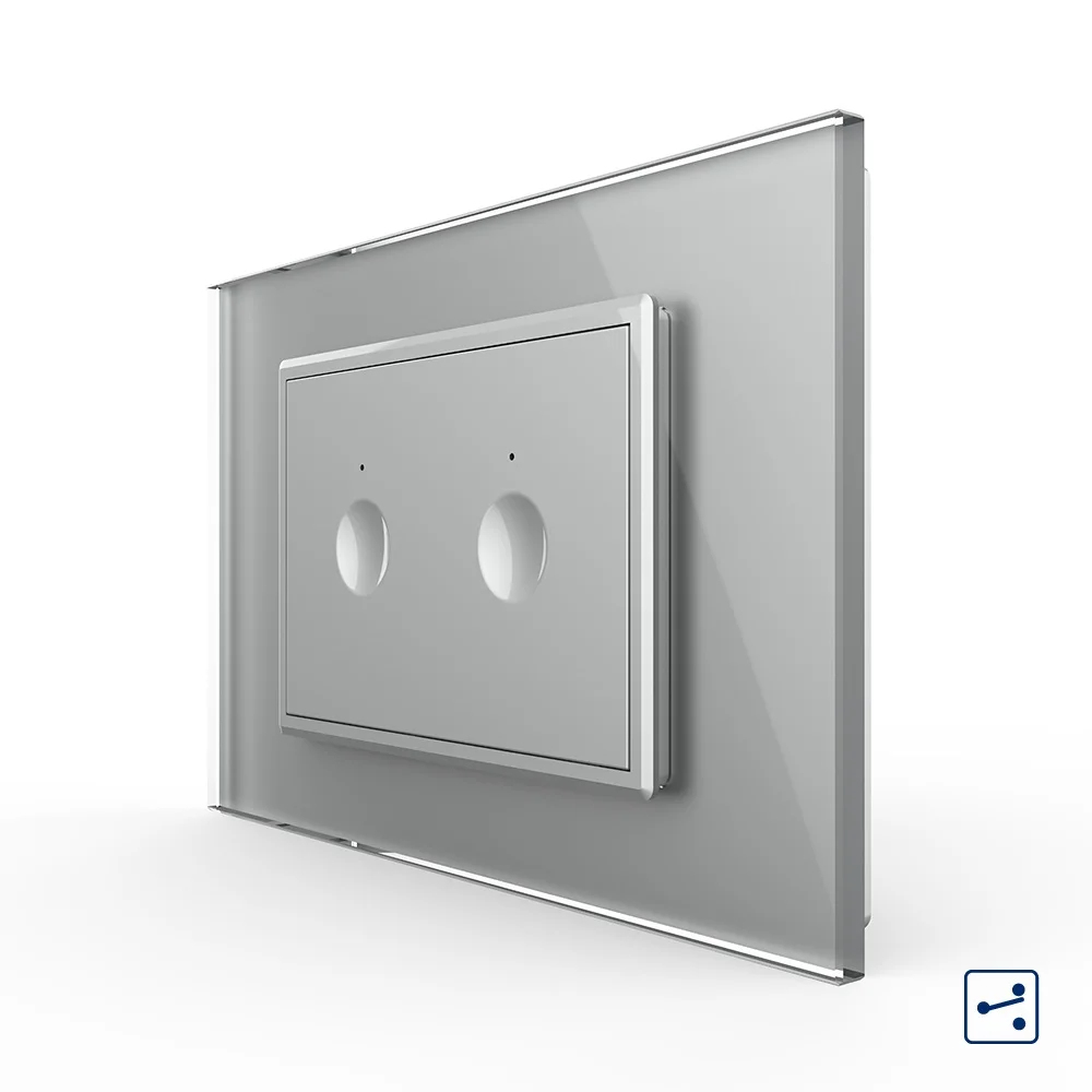 Intrerupator dublu cap scara / cap cruce cu touch Livolo cu rama din sticla, standard Italian 3m – Serie noua [2]
