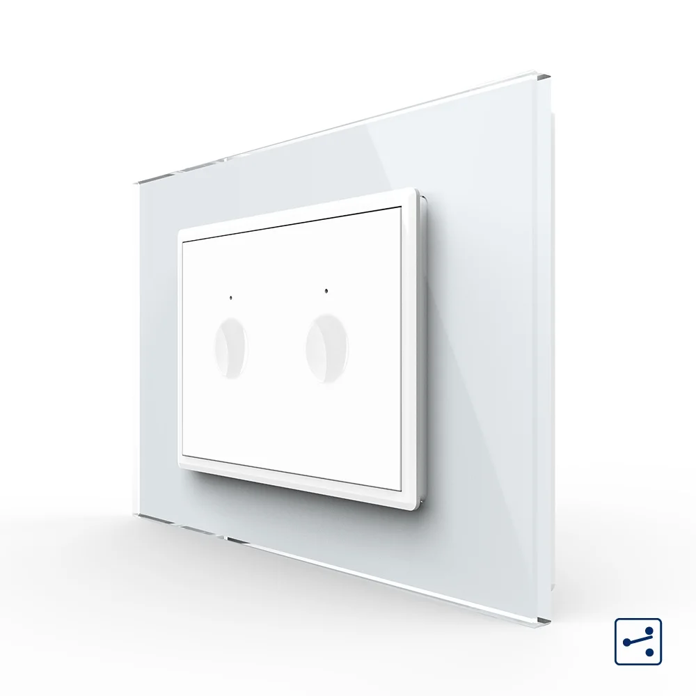 Intrerupator dublu cap scara / cap cruce cu touch Livolo cu rama din sticla, standard Italian 3m – Serie noua [3]