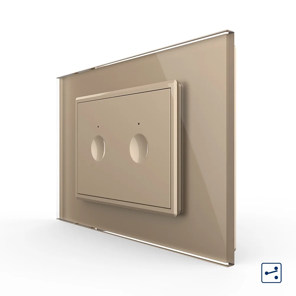 Intrerupator dublu cap scara / cap cruce cu touch Livolo cu rama din sticla, standard Italian 3m – Serie noua [4]