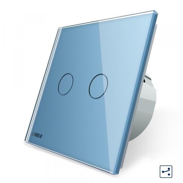 Intrerupator dublu cap scara - cap cruce cu touch Livolo din sticla [2]