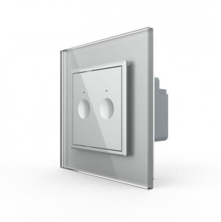 Intrerupator dublu cap scara / cap cruce cu touch Livolo din sticla, Serie noua [4]