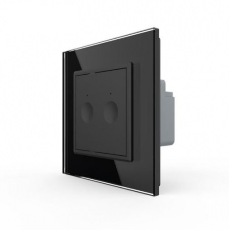 Intrerupator dublu cap scara / cap cruce cu touch Livolo din sticla, Serie noua [2]