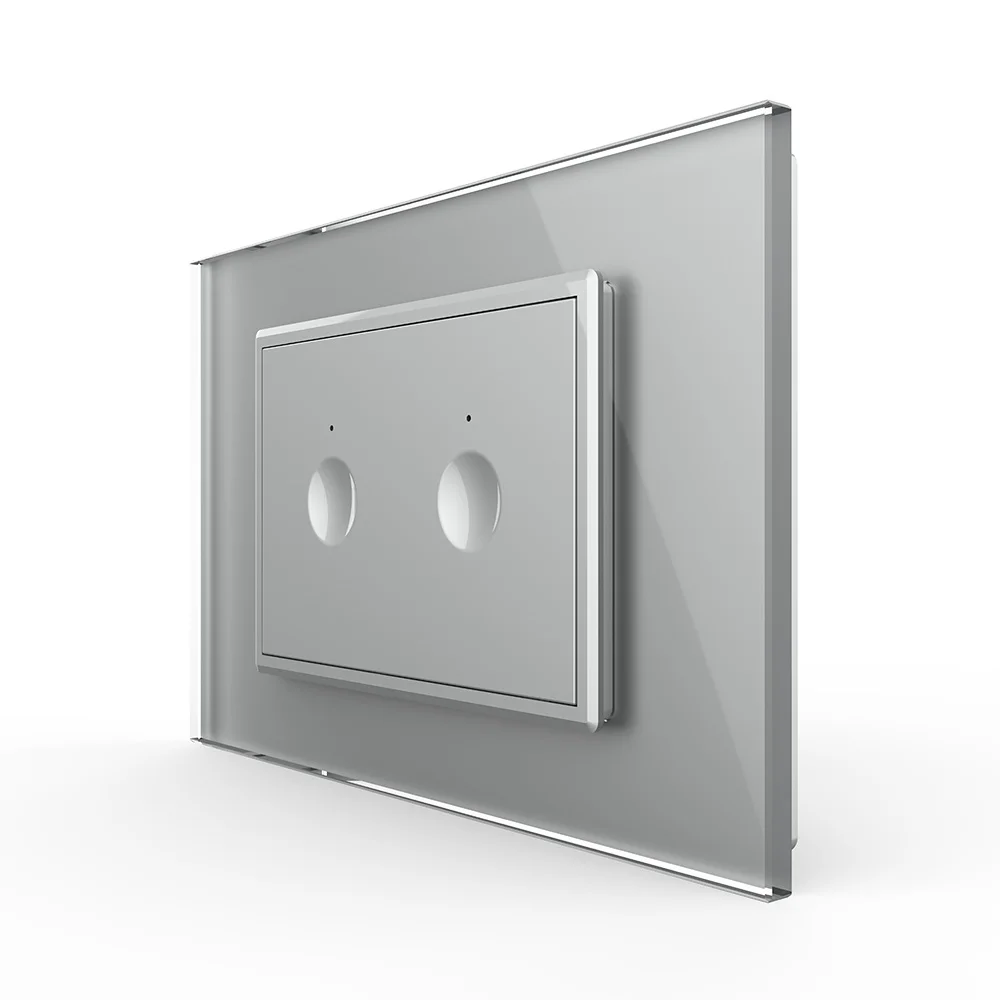 Intrerupator dublu cu touch Livolo cu rama din sticla, standard Italian 3m – Serie noua [3]