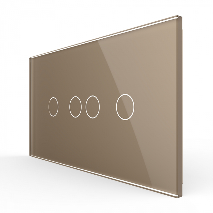 Intrerupator Dublu + Dublu cu Touch LIVOLO cu Rama Din Sticla, 4M, Standard Italian [2]